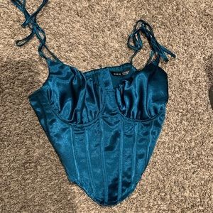Turquoise Corset Crop Top